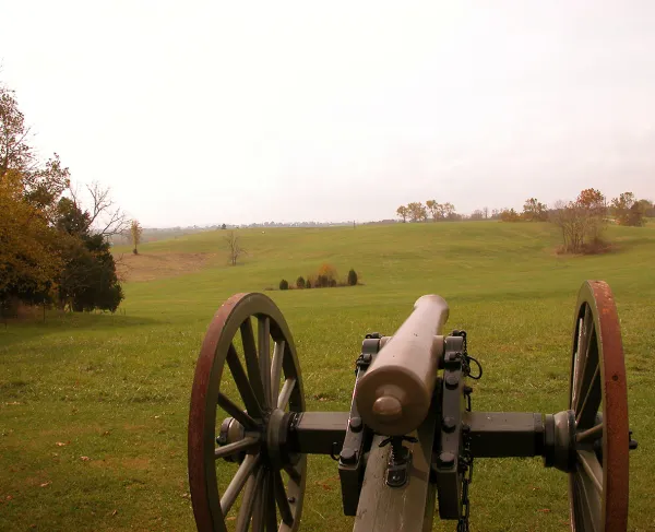 View from Lumsden's Confederate Battery towards Rousseau's lines of McCook's Corps.